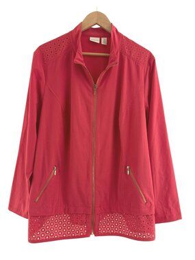 Chico's Size 3 = XL/16 Zenergy Coral Neema Lightweight Zip Jacket Coat Pockets